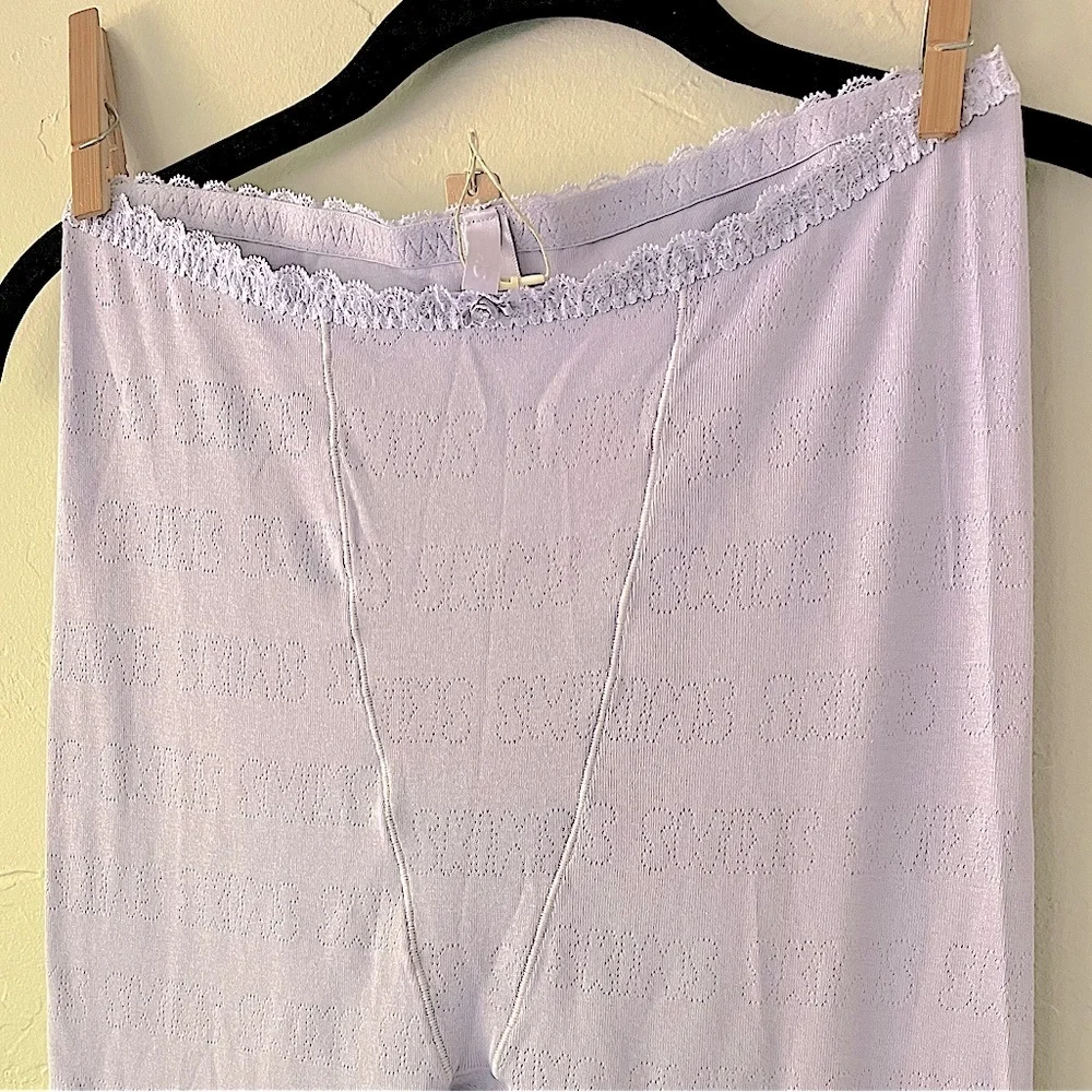 HTF SKIMS POINTELLE LACE TRIM LEGGINGS IN LAVENDER L - Picture 1 of 4